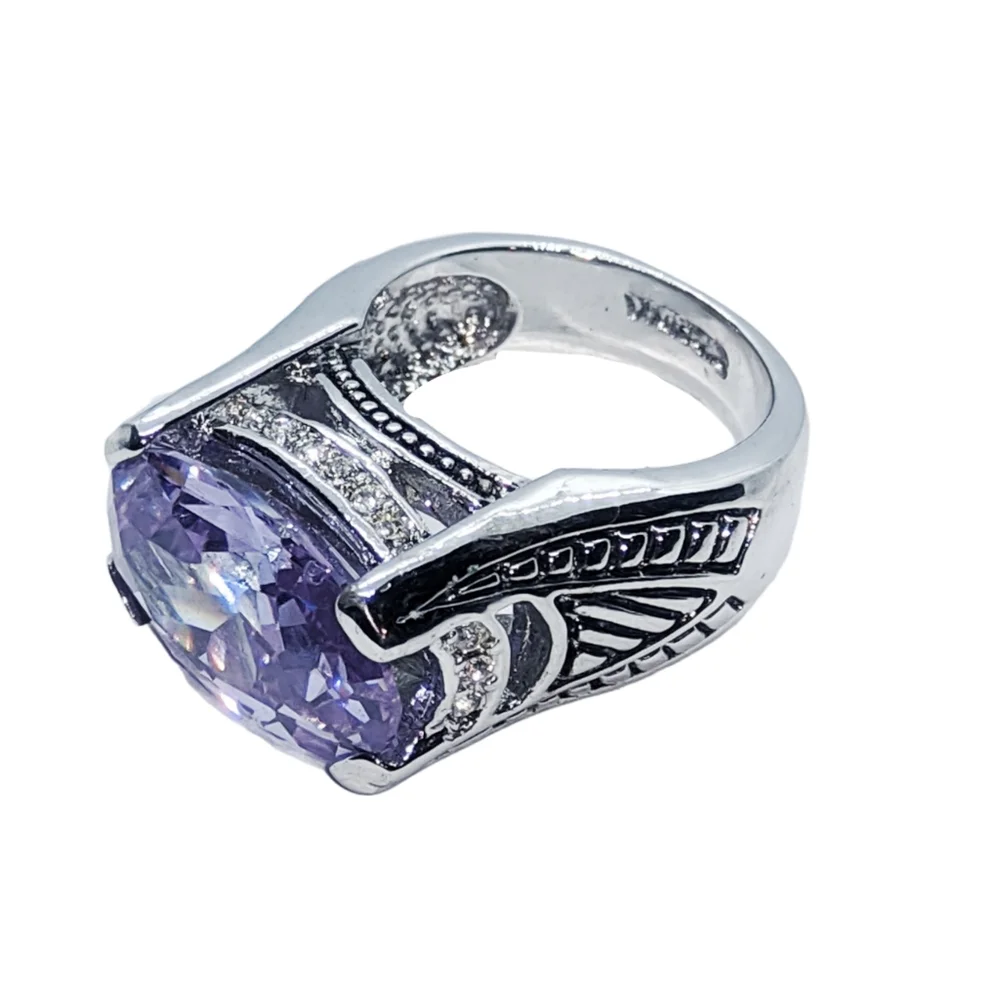 Periwinkle Color CZ Stone Silver Ring